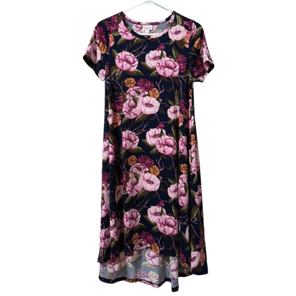 Lularoe Floral Colorful Stretch Dress Size Small Flowing Artsy Cottagecore City